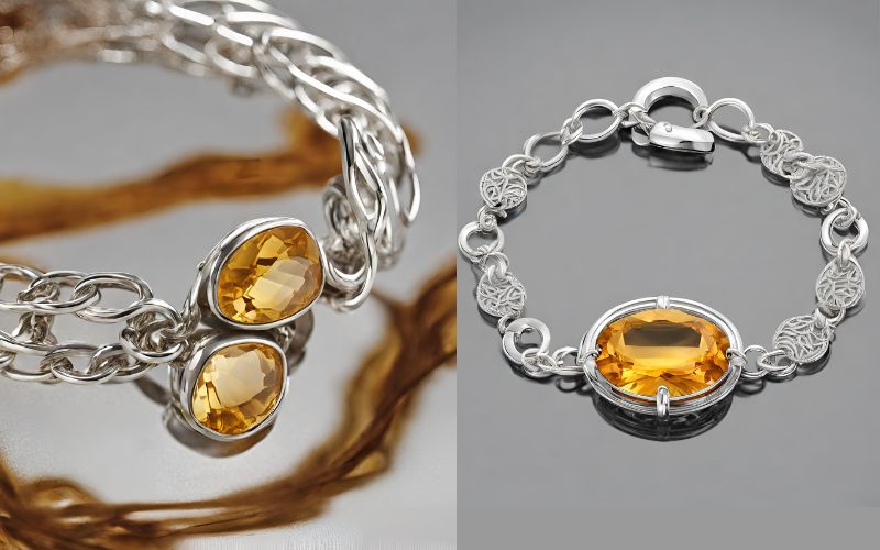 citrine bracelet, citrine gemstone bracelet, silver citrine bracelet, sterling silver citrine bracelet