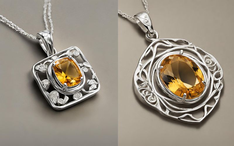 citrine pendant, citrine gemstone pendant, citrine pendant in silver, citrine pendant in sterling silver, silver citrine pendant